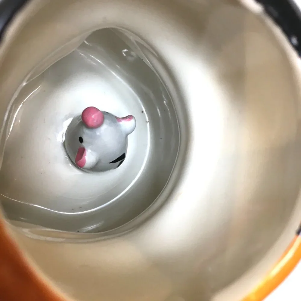 Pier 1 Calico Cat Coffee Tea Cup w/ Surprise Mouse Inside